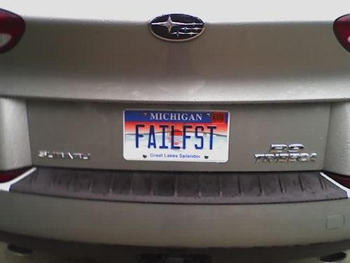 The FAILFST License Plate.